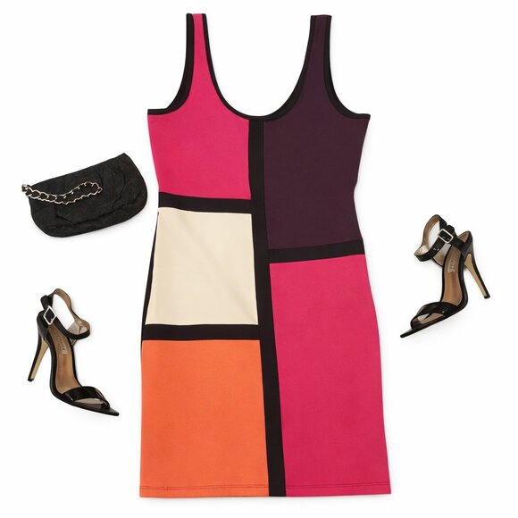 Ali & Kris Dresses & Skirts - 🔥 Ali & Kris Color Block Bodycon Dress Pink, Plum & Orange Medium M NEW NWT